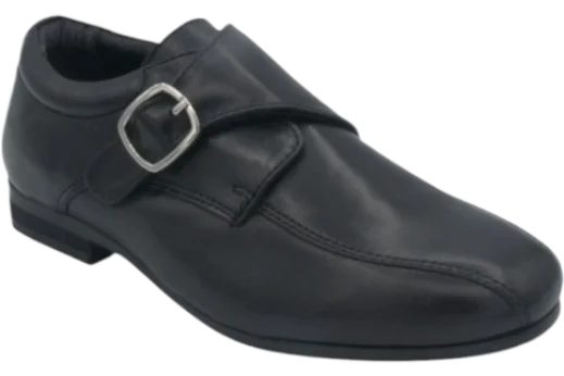 Benelaccio Boys' Leather Buckle Velcro Dress Shoes - Black - view 1