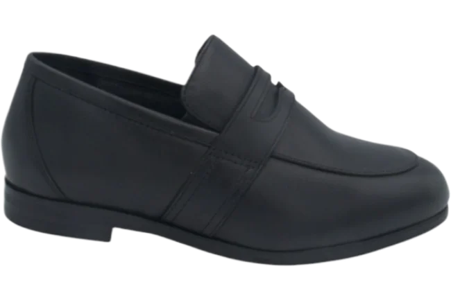 Benelaccio Boys' Leather Moc Toe Buckle Slip-On Shoes - Black - view 3